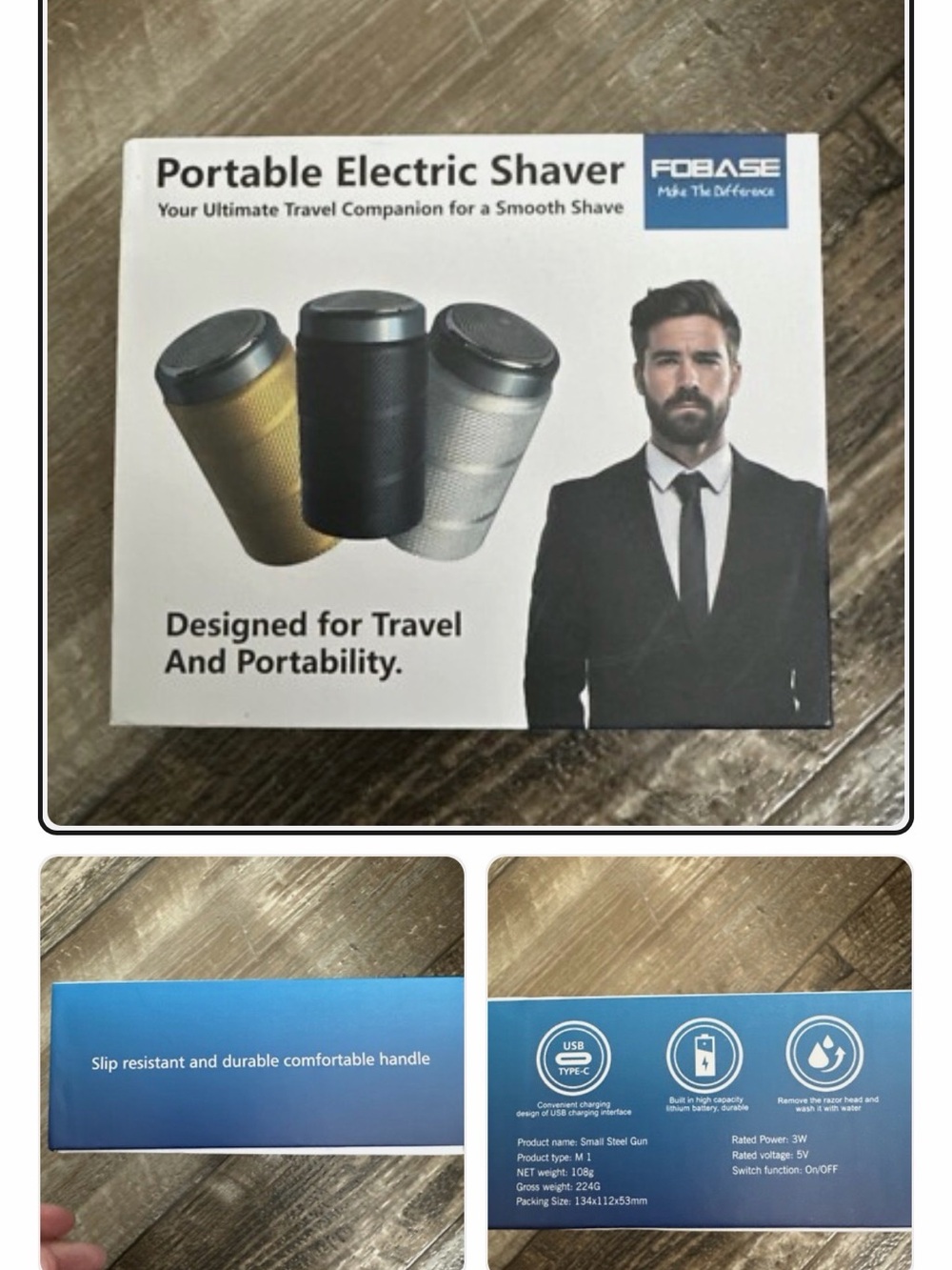 Portable Electric Shaver in Black and Gold